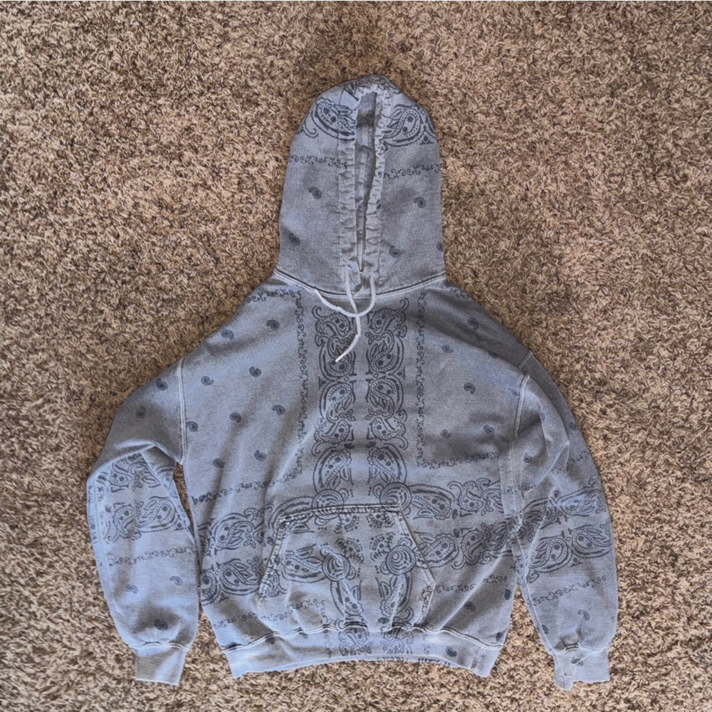 Grey Bandana Print Hoodie